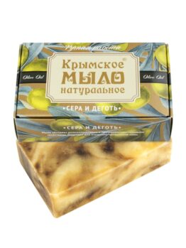 Крымское мыло натуральное на оливковом масле «Сера и деготь»